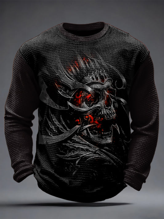 Men's Gothic Skull Waffle Top
