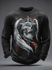 Men's Gothic Skull Waffle Top