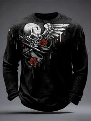 Men's Gothic Skull Waffle Top