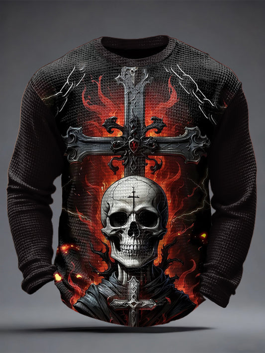Men's Gothic Skull Waffle Top