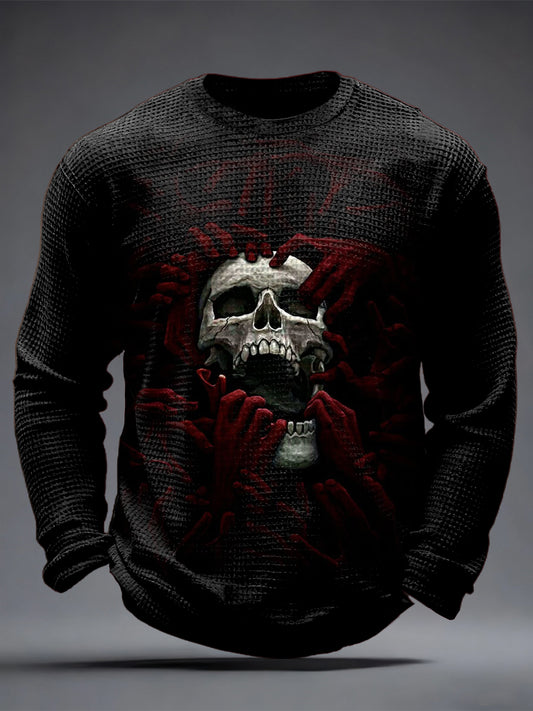 Men's Gothic Skull Waffle Top
