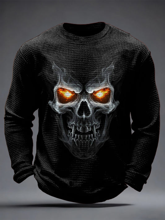Men's Gothic Skull Waffle Top