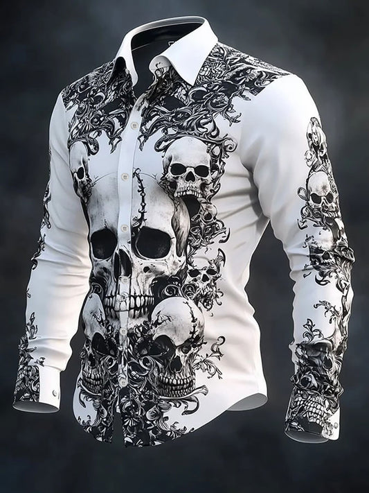 Men's Vintage Skull Long Sleeve Shirt