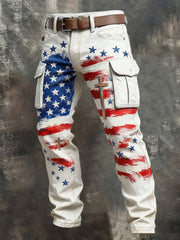 Men's Retro Faith American Flag Art Pocket Cargo Pants