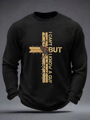 Men's Christian I Can't But I Know A Guy Cross Waffle Long Sleeve T-Shirt