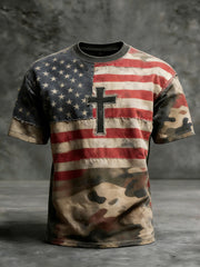 Men's Vintage Christian Jesus Cross Short Sleeve T-shirt