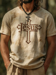 Men's Vintage Christian Faith Cross Short Sleeve T-shirt