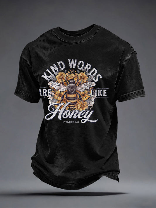 Men's 'Kind Words Are Like Honey' Printed Casual T-Shirt