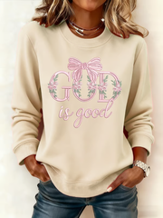 Women's God Is Good All The Time Print off-shoulder sweatshirt