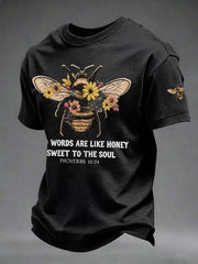 Men's 'Kind Words Are Like Honey' Printed Casual T-Shirt