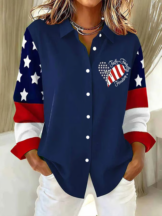 Women's Vintage Flag And Cross Print shirts
