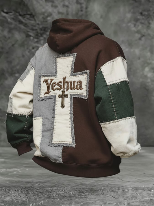 Men's Yeshua Cross Oversized Drop-Shoulder Hoodie