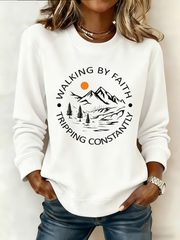 Women's Walking by Faith Tripping Constantly Print off-shoulder sweatshirt