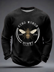 Men's Kind Words Are Like Honey Waffle Print Casual T-Shirt