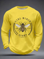 Men's Kind Words Are Like Honey Waffle Print Casual T-Shirt