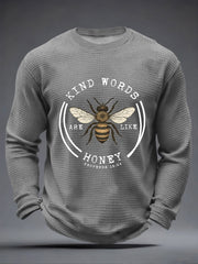 Men's Kind Words Are Like Honey Waffle Print Casual T-Shirt
