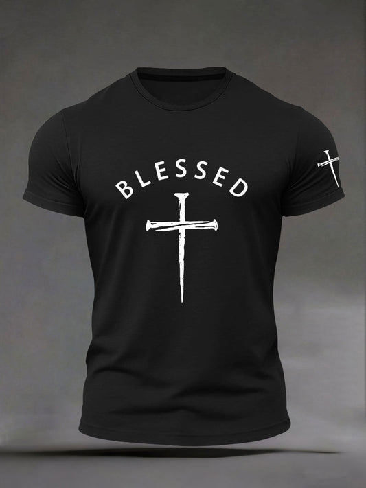 Men's Blessed Print Casual T-Shirt
