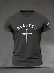 Men's Blessed Print Casual T-Shirt
