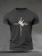 Men's Cross Print Casual T-Shirt