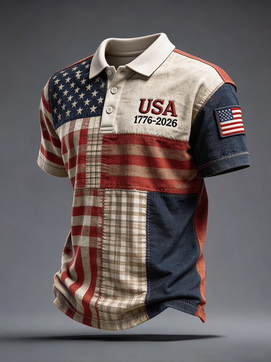 Men's USA 1776-2026 Print Polo Shirt