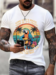 Men's Some Of It’s Magic Some of It’s Tragic, But I Had A Good Life,All The Way Parrot Guitar Casual Tee