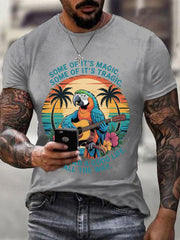 Men's Some Of It’s Magic Some of It’s Tragic, But I Had A Good Life,All The Way Parrot Guitar Casual Tee