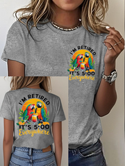 Women's It‘s 5 O'clock Everywhere Print Casual Short Sleeve T-Shirt