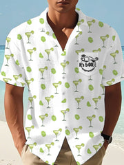 Men's  I'm Retired It's 5 O'clock Everywhere Margarita Print Casual Waffle Pocket Shirt