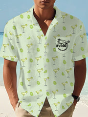 Men's  I'm Retired It's 5 O'clock Everywhere Margarita Print Casual Waffle Pocket Shirt