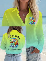Women's I'm Retired It's 5 O'clock Everywhere Parrot Print Casual Shirt