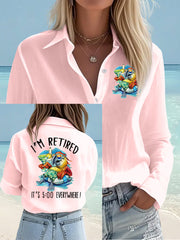 Women's I'm Retired It's 5 O'clock Everywhere Parrot Print Casual Shirt