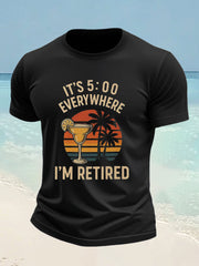 Men's beach vacation Day imitation cotton short-sleeved T-shirt