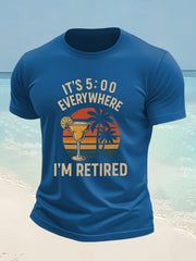 Men's beach vacation Day imitation cotton short-sleeved T-shirt