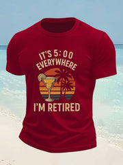 Men's beach vacation Day imitation cotton short-sleeved T-shirt