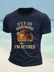 Men's beach vacation Day imitation cotton short-sleeved T-shirt