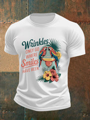 Men's Retro beach vacation Wrinkles Only Go Where Smiles Have Been Print Short Sleeve T-Shirt