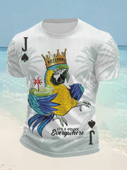 Men's I'm Retired It's 5 O'clock Everywhere Parrot Print Casual Short-Sleeve T-Shirt