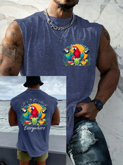 Men's It's 5 O'clock Everywhere Parrot Print Casual Tank Top