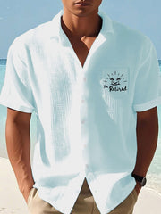 Men's beach vacation Day Parrot Print Casual Waffle Pocket Shirt