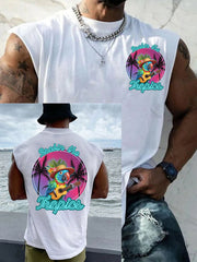 Men's Funny Tropical Parrot Print Casual Tank Top