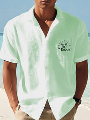 Men's beach vacation Day Parrot Print Casual Waffle Pocket Shirt