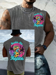 Men's Funny Tropical Parrot Print Casual Tank Top