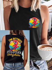 Women's I'm Retired It's 5 O'clock Everywhere Parrot Print Casual Vest