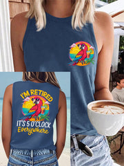 Women's I'm Retired It's 5 O'clock Everywhere Parrot Print Casual Vest