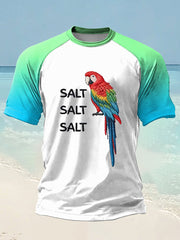 Men's Salt Salt Salt  Parrot beach vacation Day Printed short sleeve t-shirt