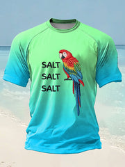 Men's Salt Salt Salt  Parrot beach vacation Day Printed short sleeve t-shirt