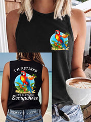 Women's I'm Retired It's 5 O'clock Everywhere Parrot Print Casual Vest