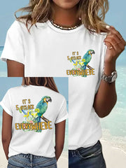 Women's It‘s 5 O'clock Everywhere Print Casual Iron On Short Sleeve T-Shirt