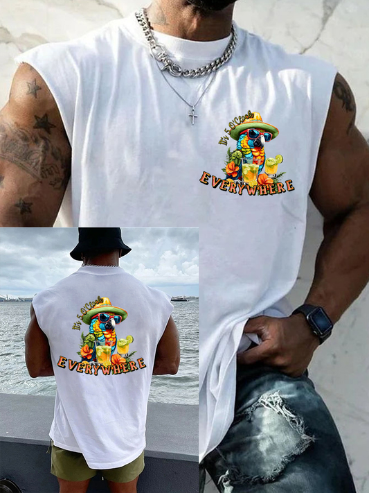 Men's It‘s 5 O'clock Everywhere Print Casual Vest
