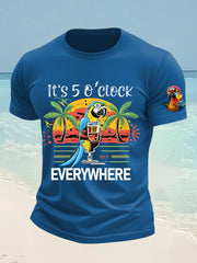 Men's It's 5 O'clock Everywhere Parrot Print Short Sleeve T-shirt